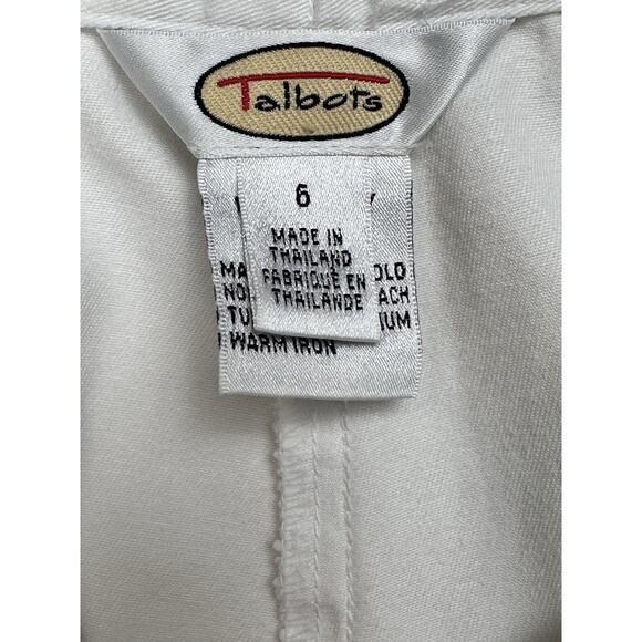 Talbots Women’s White Pants Loose Fit Elastic Waist 100% Cotton Sz 6 - Picture 7 of 16
